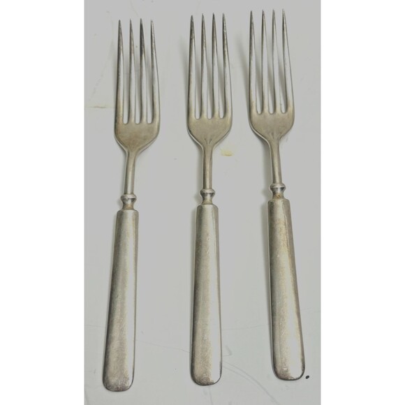 Wm. A Rogers Silver Plated Dinner Fork Lot 3 Vintage 1900-50 Plain Flatware USA - Picture 1 of 3